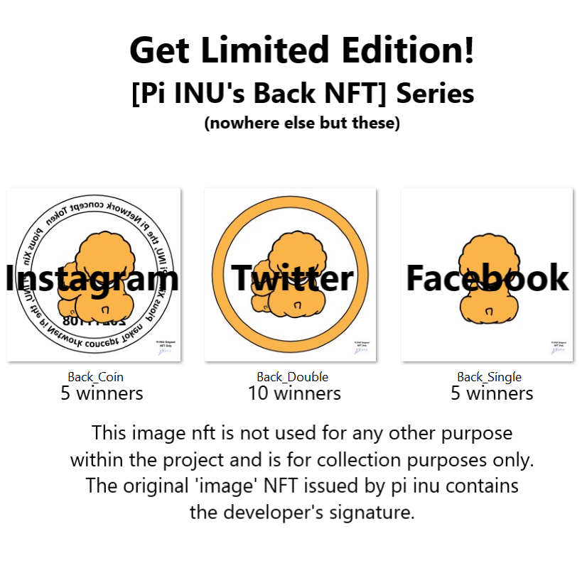 Pi_INU_Token's tweet photo. 'I am a Pi INU' event!

Please change your social network profile picture to Pi INU and keep it at least 1 week.
We will give you a limited edition Pi INU's back view nft. 

Selection: March 31st

Start by posting your polygon address in Reply on the right social media. https://t.co/RWWpOnws1T