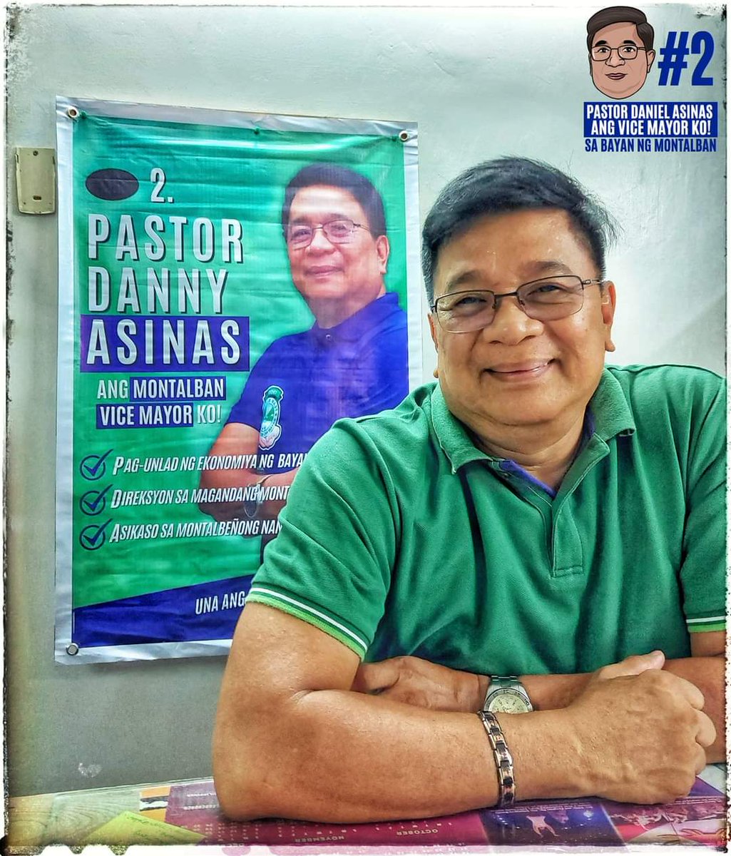 PtrDannyAsinas's tweet photo. Para sa tunay na pag babago sa Bayan ng Montalban!!
#2 Pastor Danny Asinas

#2PastorDannyAsinas
#ItoAngViceMayorKo https://t.co/OzAKp3cTJM