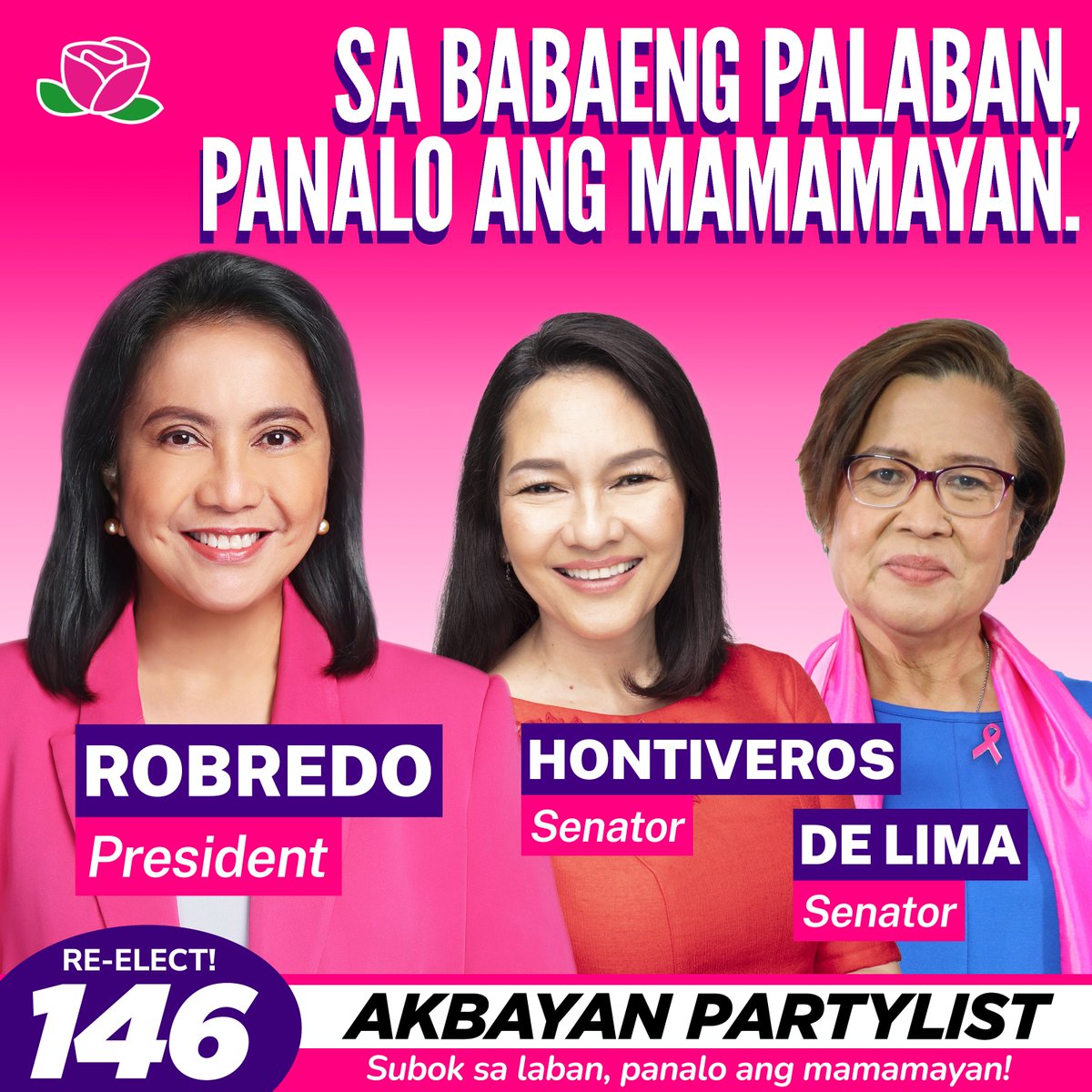 AkbayanParty's tweet image. #KulayRosasAngBukas kapag babae ang lalaban at papanalo sa kapwa babae. Kaya sa darating na halalan, iboto natin ang babaeng palaban at ipapanalo ang mamamayan! #IWD2020 #AngatAngBabae #AkbayanPanaloTayo #146Akbayan @lenirobredo @risahontiveros @SenLeiladeLima
