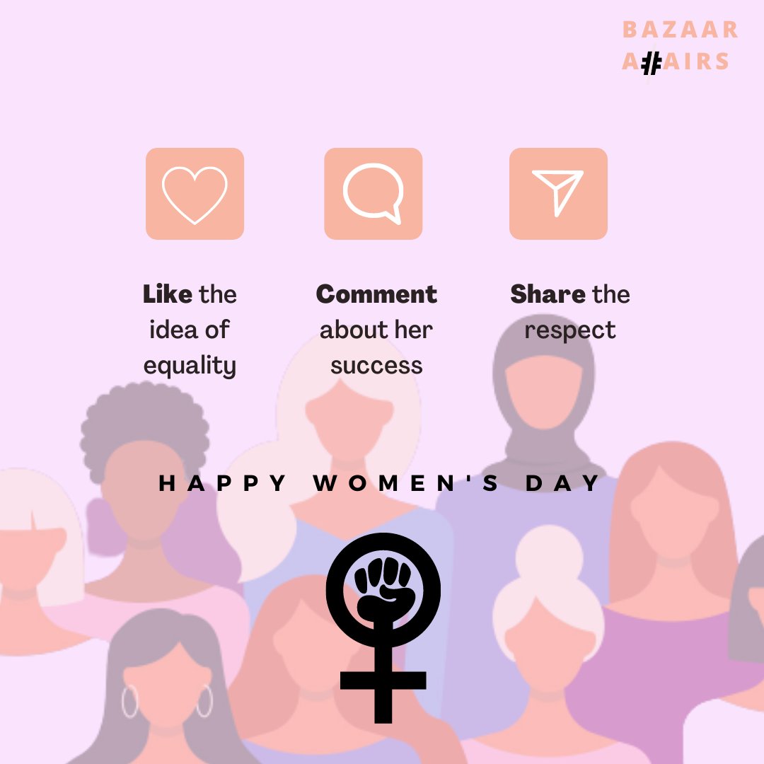 Bazaaraffairs's tweet photo. Appreciation post for all the #womanias!
Like this post, comment and tag the woman you admire and share the token of happiness with her.
.
.
#happywomensday #internationalwomensday #women #womenempowerment #womensday #womensupportingwomen #appreciatewomen #respectwomen #equality https://t.co/LNSJRm3wZx