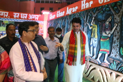 ForestTripura's tweet photo. Theme Pavilion by Forest Department at Industry Tripura Mela being held at Hapania was inaugurated by Hon'ble CM, Tripura in presence of PCCF &amp; HoFF, CEO &amp; PD, SCATFORM project and Chief Wild Life Warden on 07.03.2022. @ica_tripura @tripura_cmo @AmritMahotsav #AmritMahotsav https://t.co/jNlOZoSufW