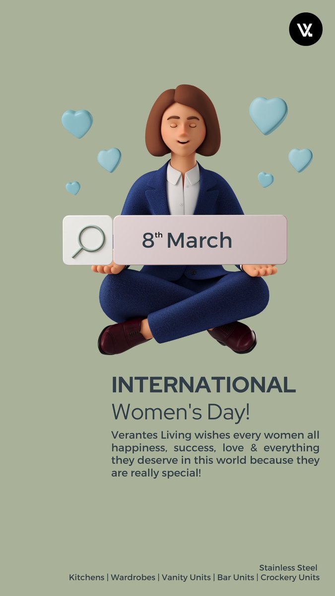 VerantesL's tweet photo. Happy International Women's Day 2022!

Verantes Stainless Steel Kitchens, Wardrobes, Vanity Units, Bar Units, Crockery Units, &amp; Outdoor Range.
#womensday #women #internationalwomensday #womenempowerment #womensupportingwomen #womenpower #womeninbusiness #girlpower #feminism https://t.co/XPtnwmq7GV