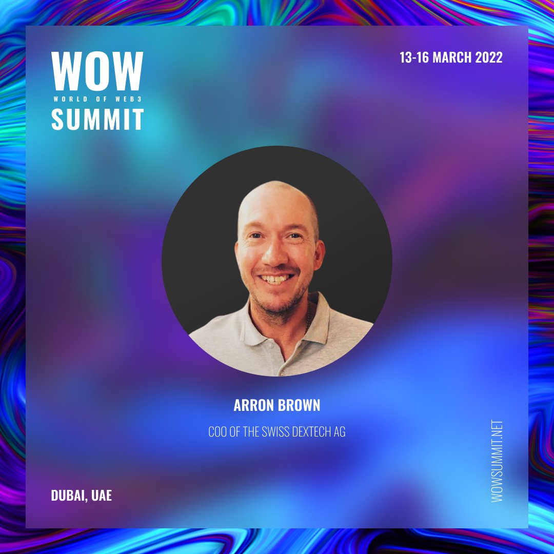 WOWsummitWorld's tweet photo. WOW Summit March'22 in Dubai speaker: Arron Brown, COO of the Swiss DexTech AG 📢

✅ Creator of the NFTY portal, founder of the NFT Kings and well known in the Twitter NFT world as BoredChairman.nft

#WOWSummit2021 #businessexpo #metafest #NFTs #GuyWayEvents #ITconference https://t.co/ACfhyNOEtS