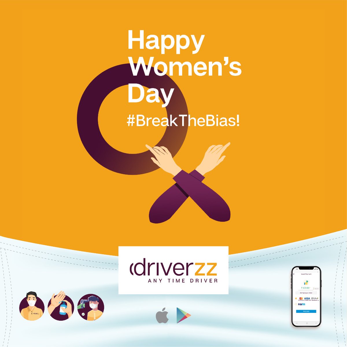 Anytime_driver's tweet photo. Let's Break the Bias!
Driverzz wishes a Very Happy Women’s Day!!
#Driverzz #AnyTimeDriver #Hyderabad #WomensDay2022 #BreakTheBias #Empowerment #Equality https://t.co/SkRywgooCB