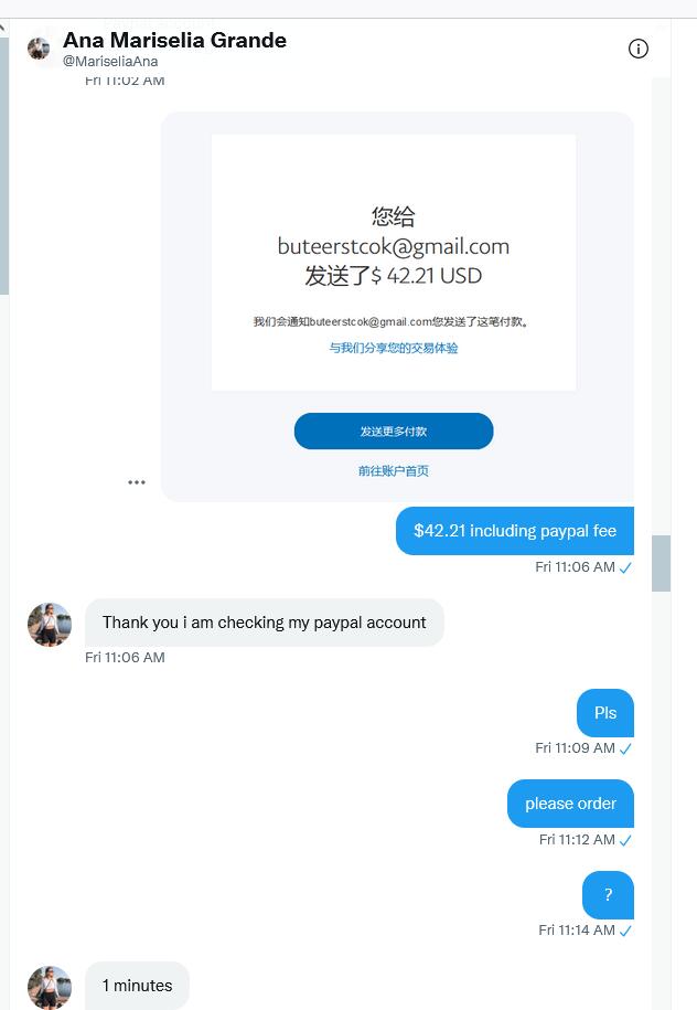 Nestorm888's tweet photo. Make me feel sick, Didn't order after payment with Paypal, and keep deceiving me. Do not reply to my messages.  @MariseliaAna https://t.co/4Gz5uF5o5Q