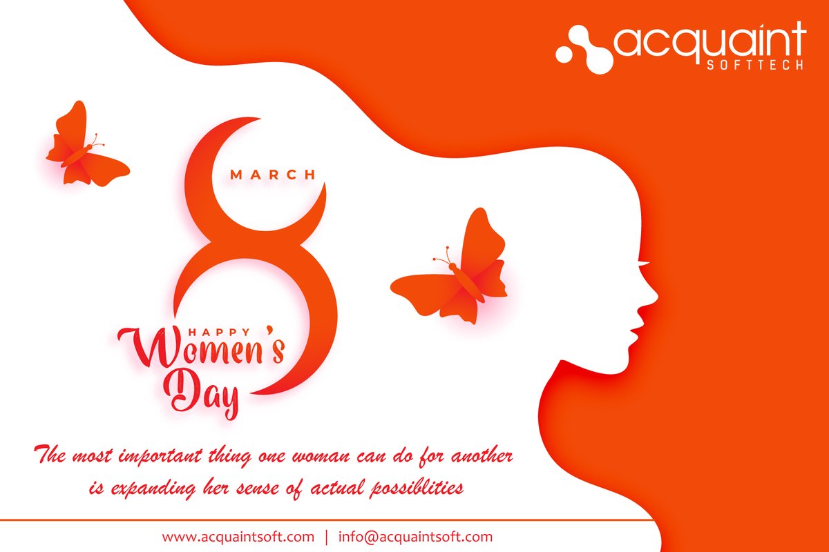acquaintsoft's tweet photo. Women are the world's greatest inspiration. Respect and cherish them every single day. @Acquaint is wishing Happy Women's day!
https://t.co/odPfzmmX7F
#happywomensday #womensdayspecial #womensday2022 #acquaint #acquiantsoft #itcompany #softwaredevelopmentcompany #betterreach https://t.co/0kcDpOpsAY
