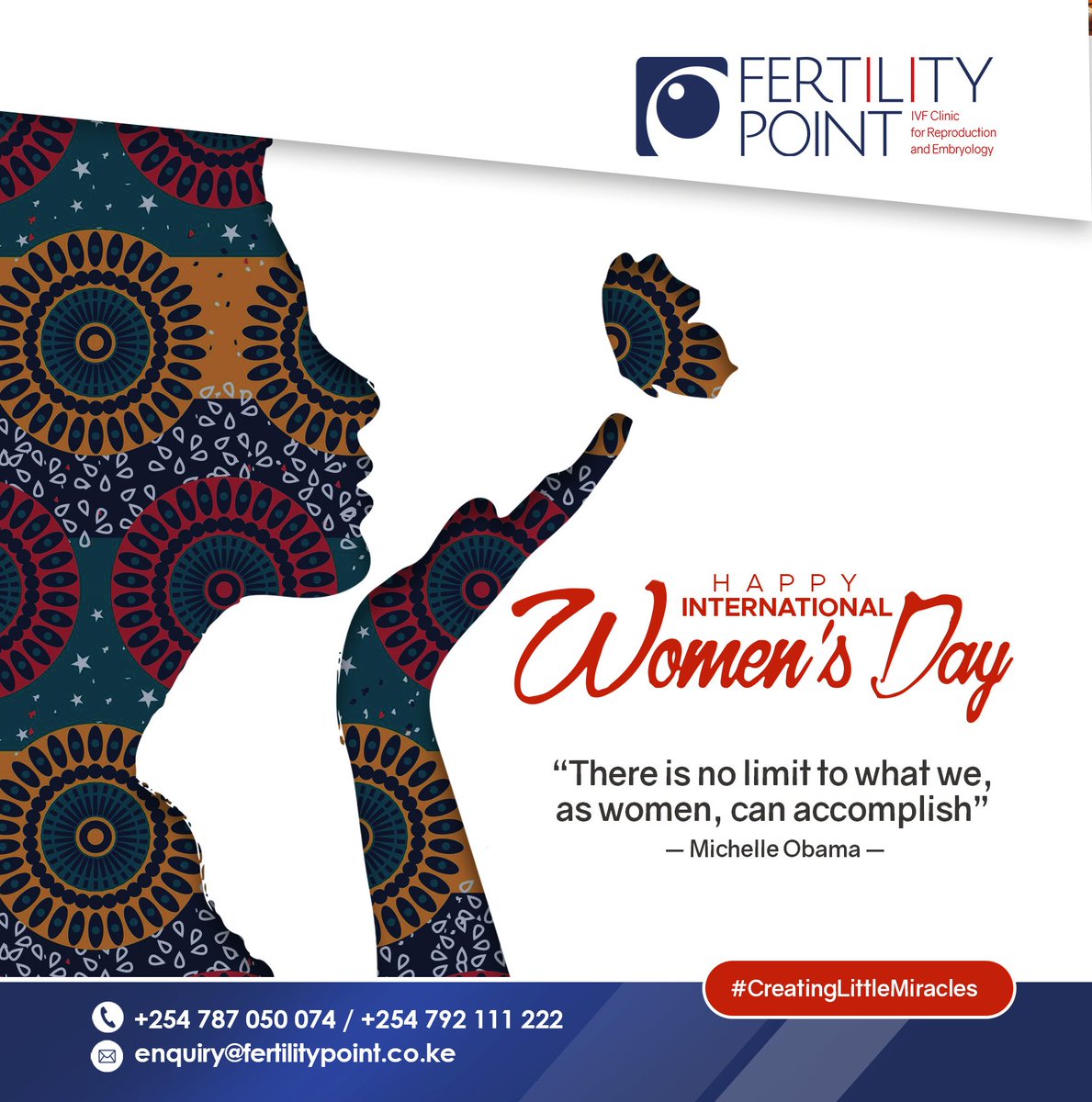 KenyaFertility's tweet photo. There's no limit to what we as women can accomplish- Michelle Obama.

Happy International Women's Day

#8thMarch  #BreakTheBias #FertilityPoint https://t.co/kzF7irwWqH