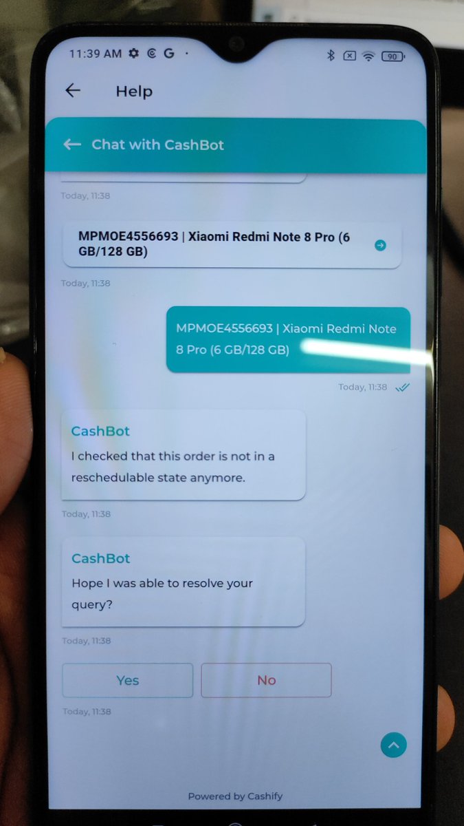 007VIRUS's tweet photo. @Cashify_  order not picked up now I m not able to reschedule or cancel the order what to do https://t.co/QCfydy75ki