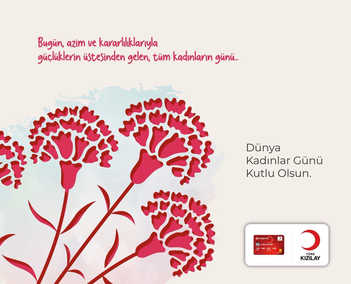 KIZILAYKART's tweet photo. #Kızılaykart Programları olarak, tüm kadınların #8Mart #DünyaKadınlarGünü'nü kutluyoruz.💐 https://t.co/jxErTzJoLO