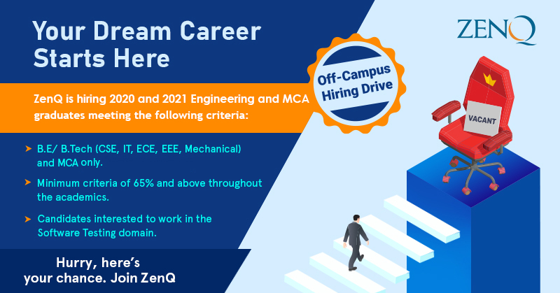 ZenQInc's tweet photo. Attention 2020 and 2021 Engineering and MCA graduates! Off-campus hiring is going on in ZenQ.
Check out the link for more details and apply - https://t.co/M3KN5CtgQT

Feel free to share it with someone you know who would benefit! https://t.co/U0xi2KyGrZ