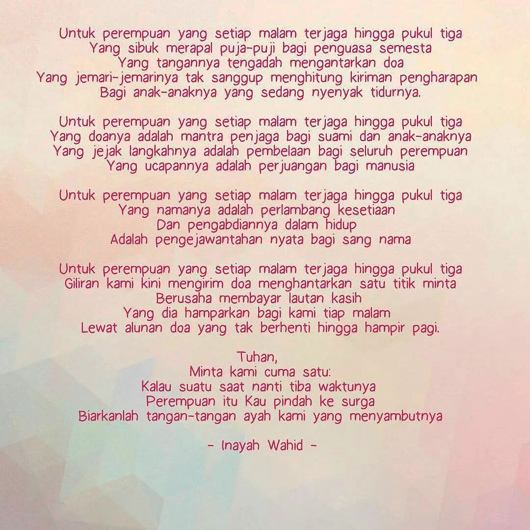 AlissaWahid's tweet image. Untuk perempuan yang setiap malam terjaga hingga pukul tiga...

Twips mohon doanya buat Ibunda #SintaNuriyah di hari ulangtahunnya ini, agar beliau panjang usia, sehat sentausa, tetap menginspirasi, dan tetap menjadi ibu bangsa bagi mereka yang lemah... 

🙏🙏🙏