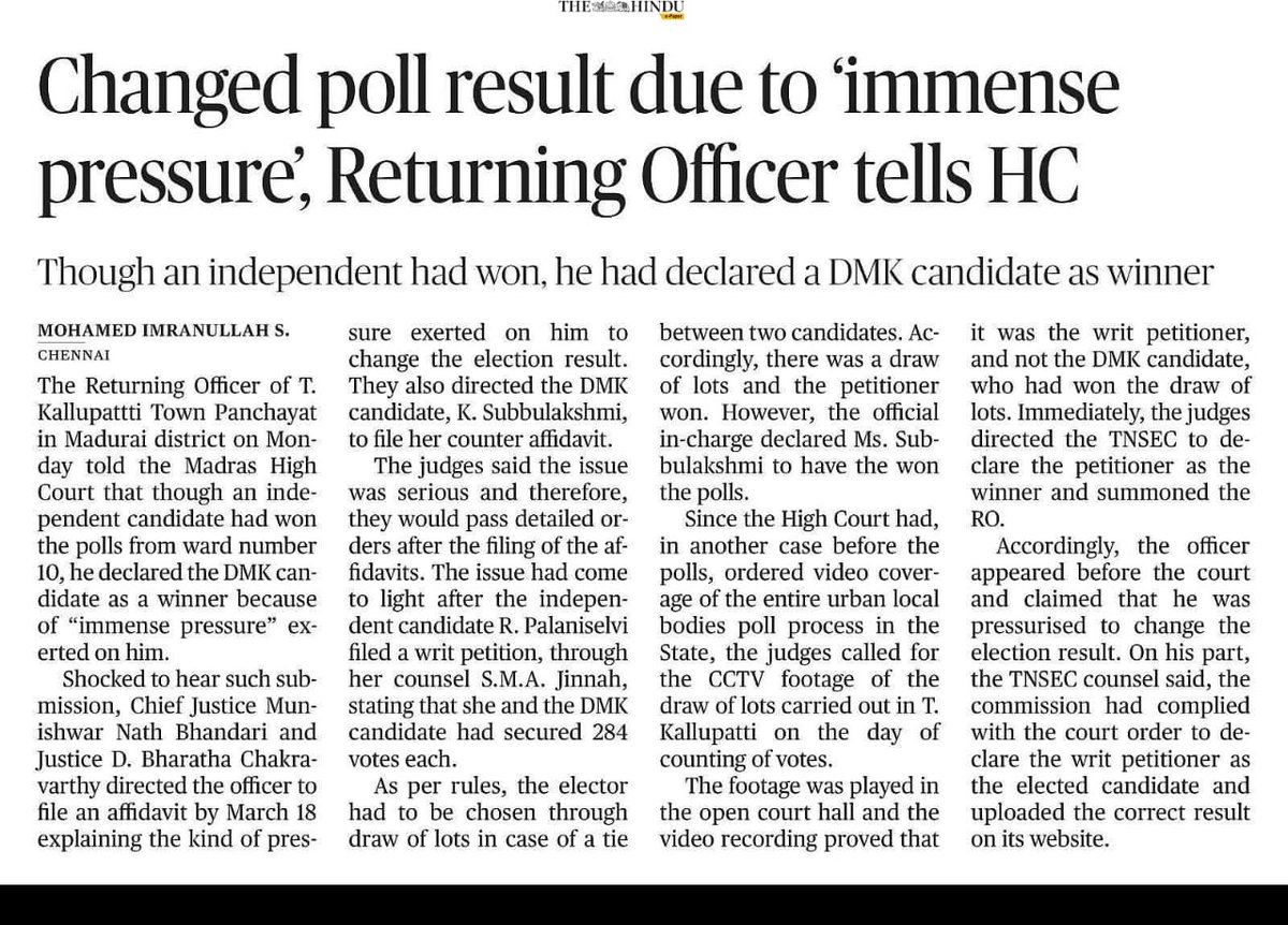 mpjohnson_ch's tweet photo. It's been DMK's culture.

DMK pressurized officials during #TNlocalbodyelection2022 
 
@rajbhavan_tn @ECISVEEP @TNelectionsCEO @AshwiniUpadhyay @ashwani_dube https://t.co/BKspjGTJc5