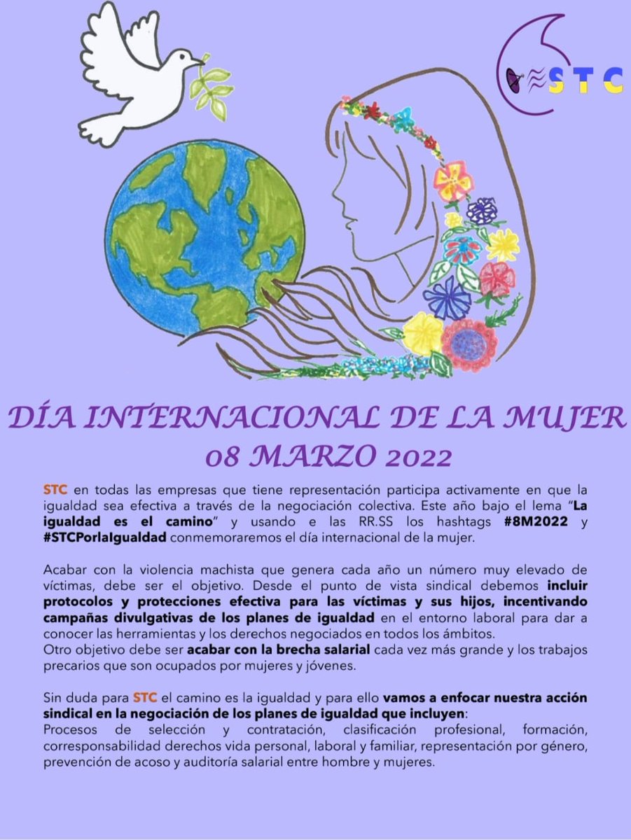 #STCteinforma. #STCPorlaIgualdad. #8M2022. Día Internacional de la Mujer.