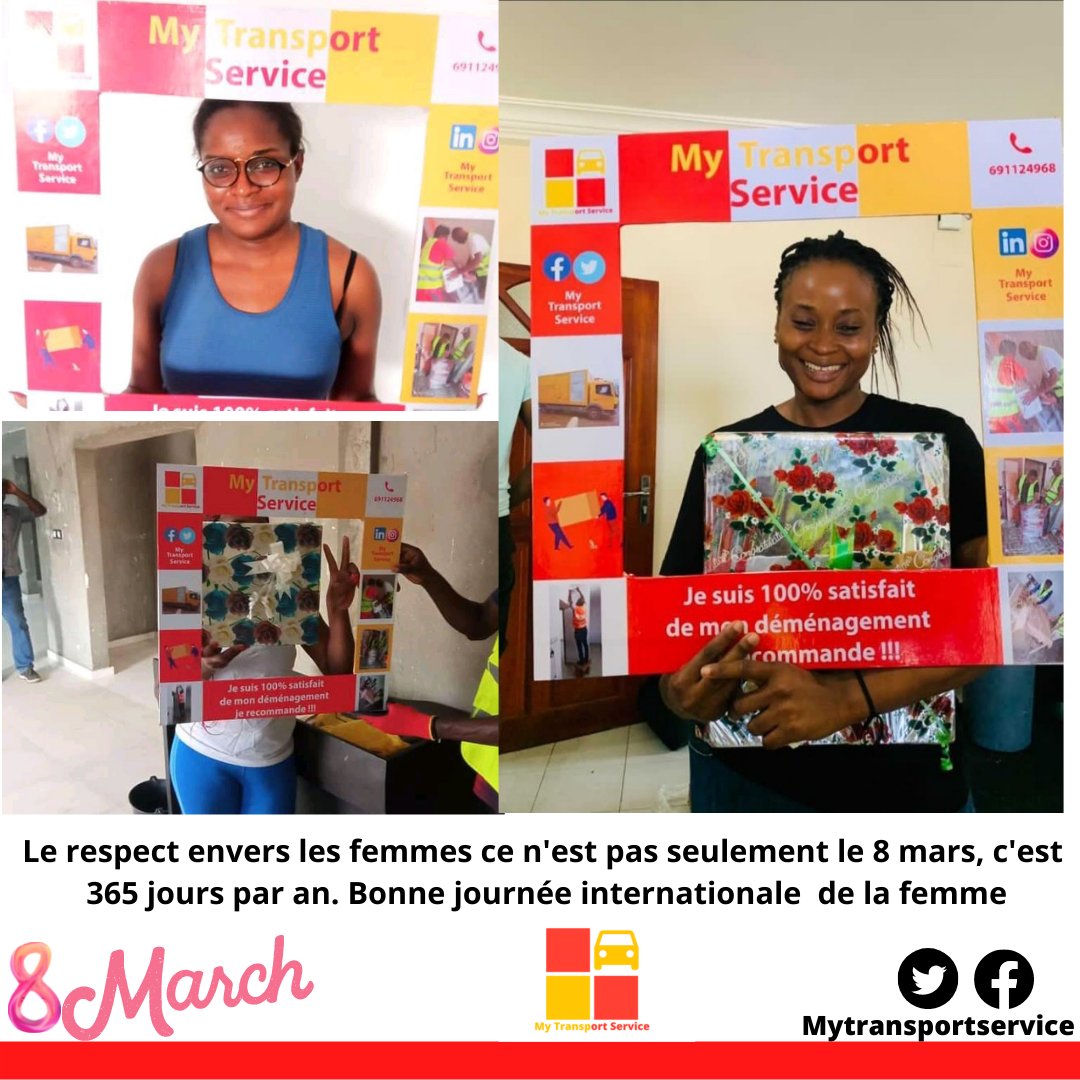 MyTransportServ's tweet photo. Le respect envers les femmes ce n'est pas seulement le 8 mars, c'est 365 jours par an. Bonne journée internationale de la femme 

#8mars #WomensDay #MyTransportService #Déménagement #Optezpourlasérénité https://t.co/SnCCppMMGX