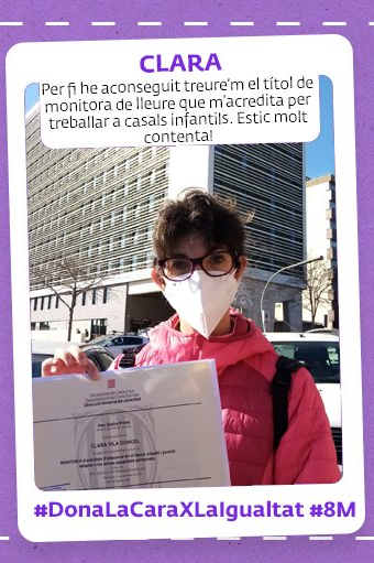 associacioAlba's tweet photo. 🟣Avui #DonaLaCaraXLaigualtat i per totes aquelles dones que estan lluitant per fer-se un lloc en aquesta societat com la Clara i la Vero de la nostra entitat. Visibilitzem els seus èxits i fem que siguin més dones les que hi puguin accedir. ➡️ Manifest https://t.co/6eyMH5LcfZ https://t.co/1EbjvgkFOC