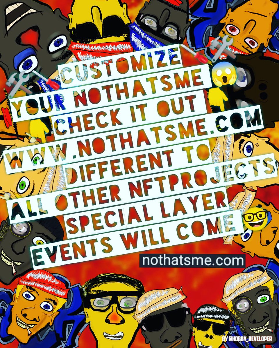 Hobby_Developer's tweet photo. ⚒️#Customize⚒️
your own #Nothatsme #NFT😱
different to other #NFTProject👍
max. Supply 10.000 #Nothatsme's
Be one of the first or regret it later😜

https://t.co/HOIawGzUUq
https://t.co/nkO6oRmAJ0

#NFTdrop #nftart #DigitalArtist #goodmorning #Collectibles #love #metaverse #peace https://t.co/MIx1wXJ5Gk