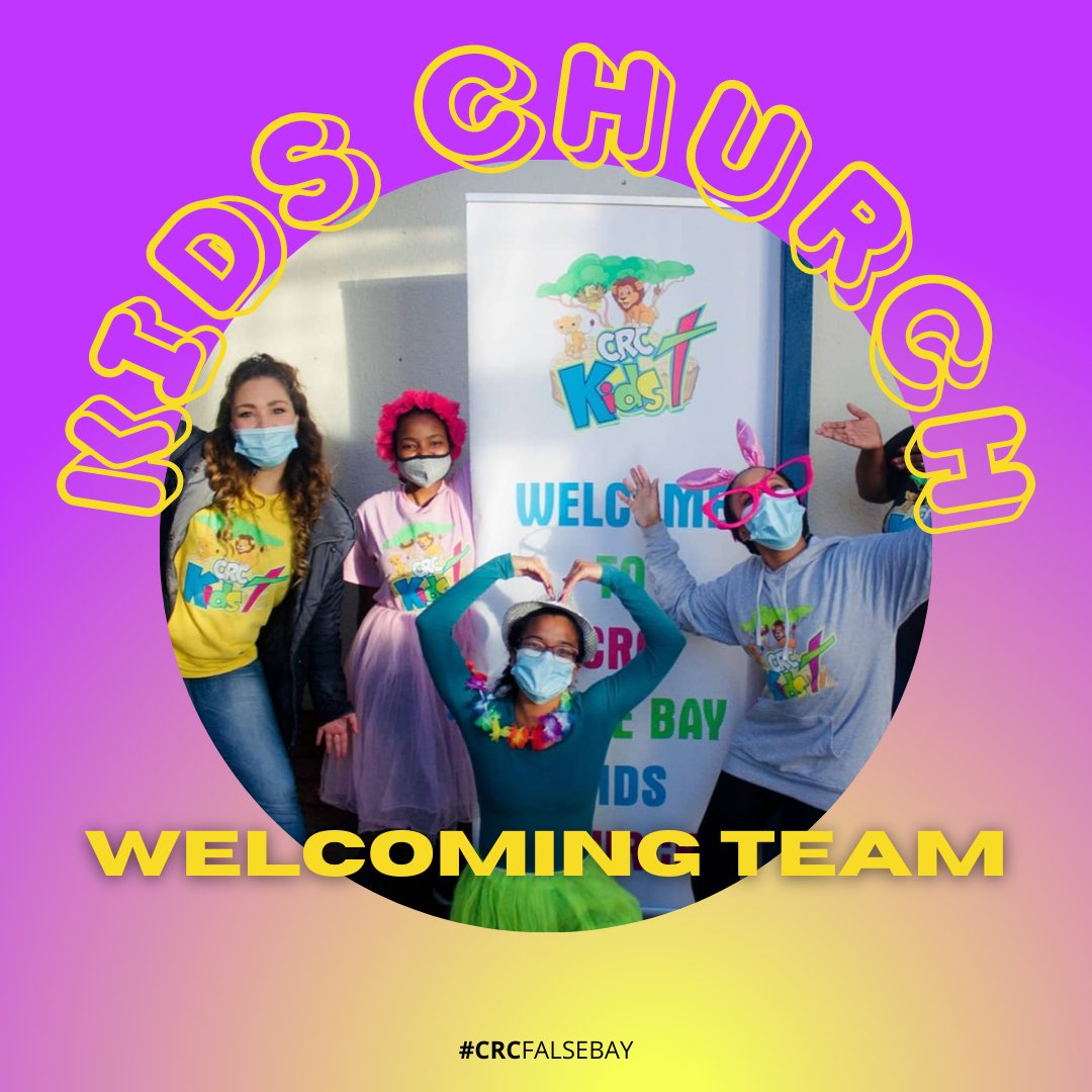 CRCFalseBay's tweet photo. Whether it's a wave, a hug, an elbow greeting or high five, making all our kids feel welcome and wanted is what the Welcoming Team at Kids Church do best! You can join this fun team of volunteers. Sign up this Sunday at church to volunteer and put a smile on a child's face. https://t.co/sEIbGEM8nW