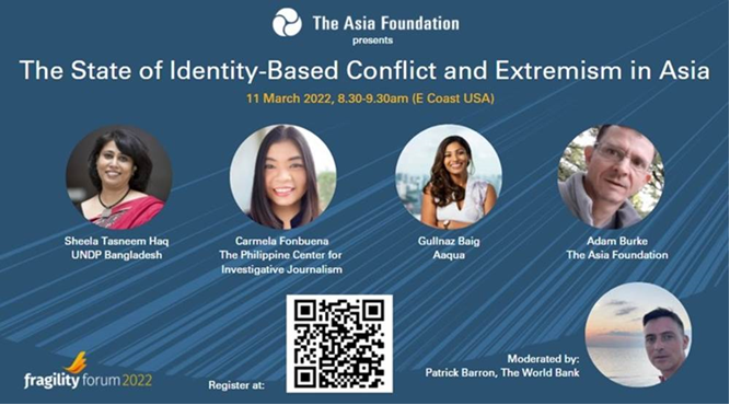 adamburke1's tweet photo. How do political polarization and identity-based tensions affect South and Southeast Asia? Tune in Friday 11 MAR, 8.30am E Coast US, evening in Asia, with panelists @carmelafonbuena, @naz_gul, @adamburke1, @pj_barron 
#FragilityForum2022 https://t.co/dXnGvmbAkw https://t.co/TDGPMYw6Al
