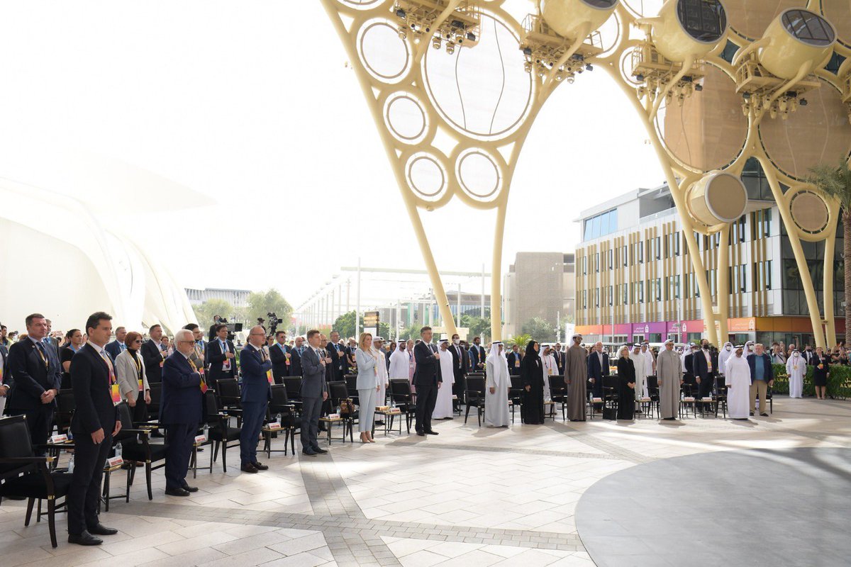 EXPO2020Croatia's tweet photo. Yesterday #Croatia celebrated its #NationalDay at @expo2020dubai. The celebration began at the Al Wasl Plaza with the raising of 🇦🇪’s and 🇭🇷’s flags https://t.co/ixwnm0ilfc