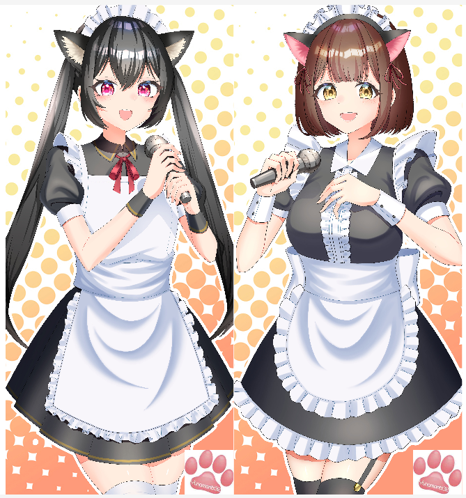 ynmn32yukino's tweet photo. 【 ハンドルネーム 】 栗生千秋@Chiaki_Kuryu　様
【 作品名 】 猫耳メイド
【 作品コンセプト 】 アニソンメイドカフェのイメージに合うようにマイクを持ったメイドのイラストにしました。
＃ユナマノミニ新店舗看板イラストコンペ
＃一次選考通過者 https://t.co/IQi5ocfo6c