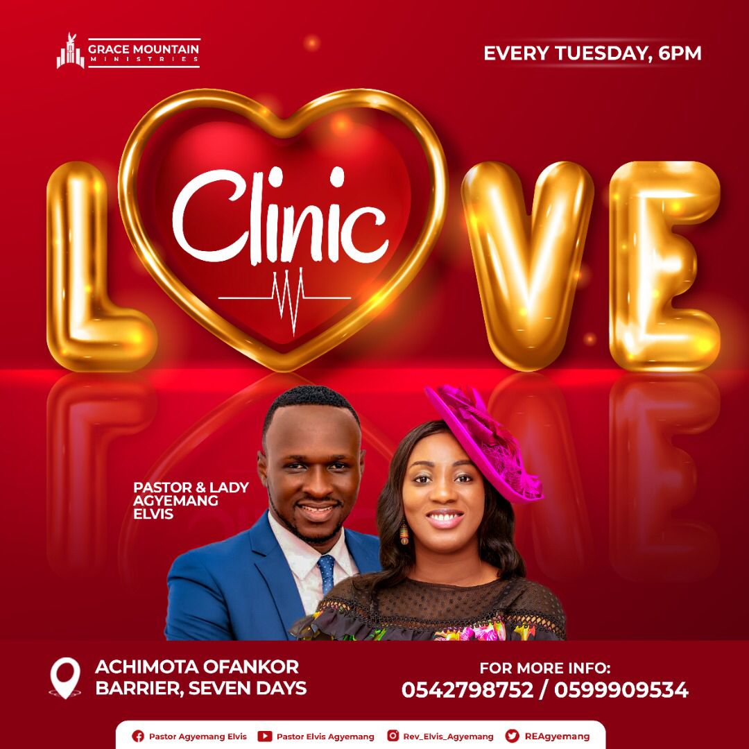 REAgyemang's tweet photo. Love Clinic Tonight at 6pm
#LoveClinic #LoveClinicAtGMM #PastorElvis #PastorElvisTeaching #LadyCounsellorMercy #ExtremeIncrease #SupernaturalArena https://t.co/5IljDrjW2u