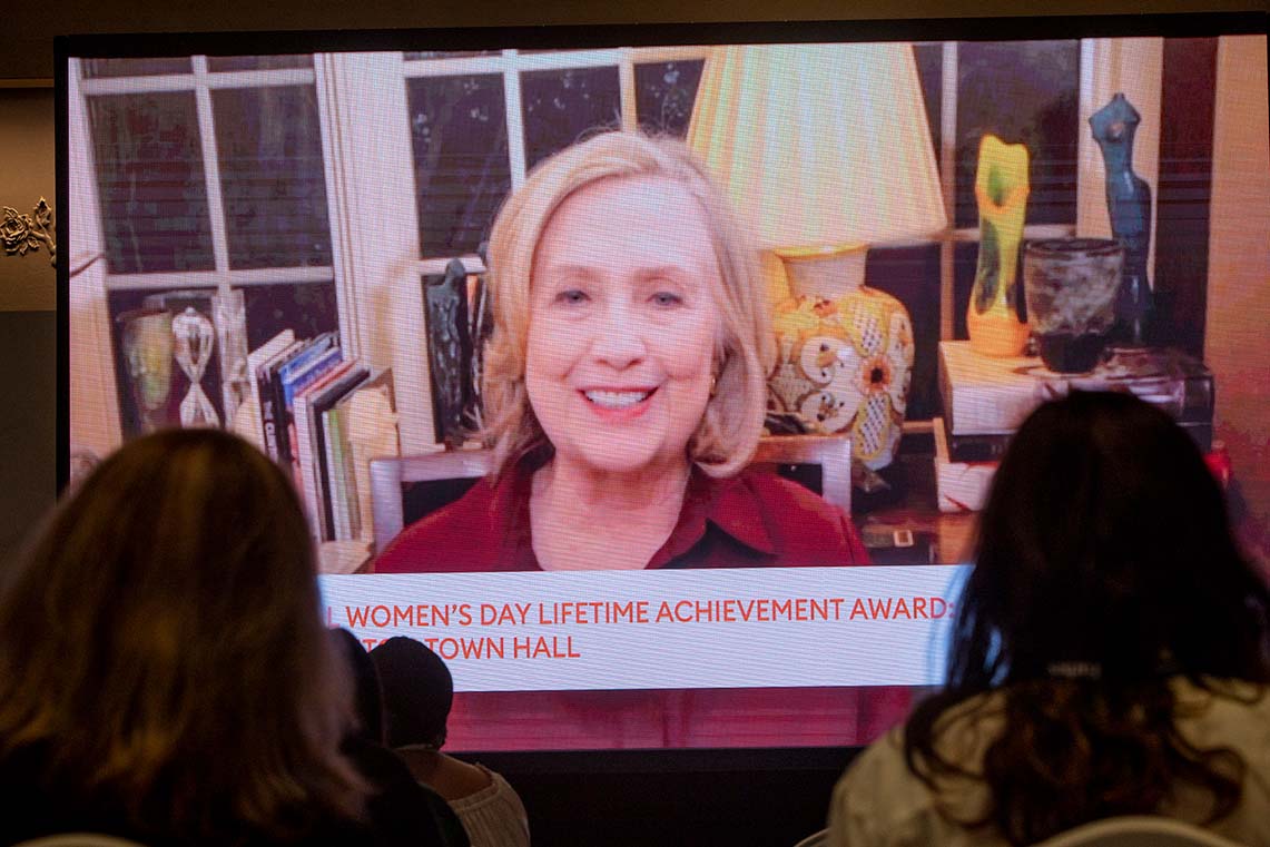 Forbes's tweet photo. .@HillaryClinton received the first-ever Forbes International Women’s Day Lifetime Achievement Award. "Don't be afraid to take risks. Even though you started something and you're on that path doesn't mean you'll always be on that path," she said. #Forbes3050 #IWD2022 https://t.co/PMOtu3YUrV