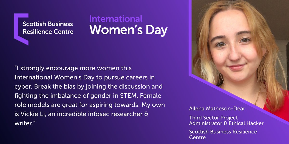cyberfraudcen's tweet image. Do you agree that empowerment of #women &amp;amp; #girls in #STEM will make a crucial contribution to the field itself? 

We strongly do.

Our very own, @amathesondear, Third Sector Project Administrator &amp;amp; Ethical Hacker, SBRC, reflects on the imp of breaking the bias #IWD2022 #WomensDay