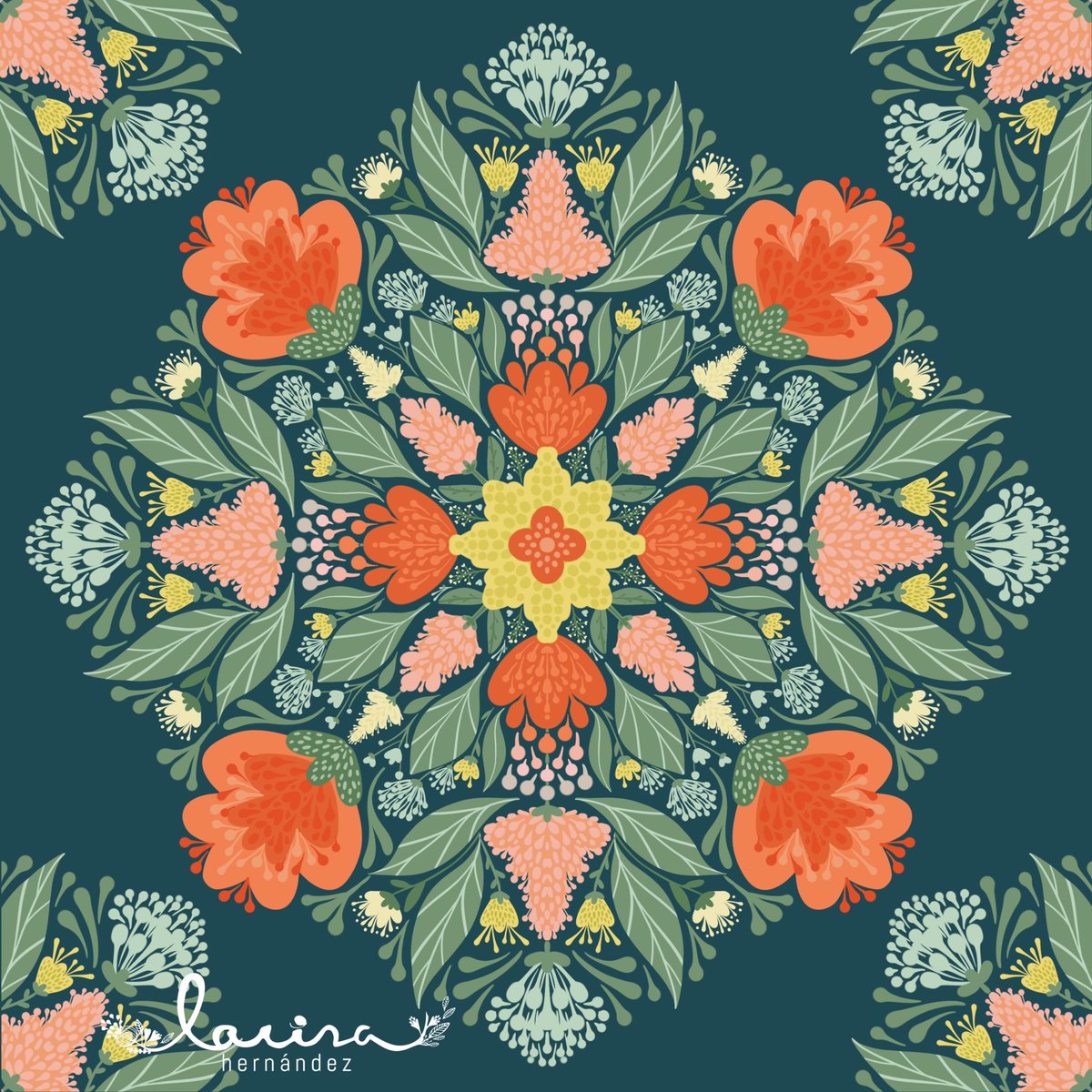 I love to draw flowers. I love the diversity of shapes, colors, textures, and smells. It’s very relaxing and joyful to draw flowers. .#symmetry #symmetrytool #floral #mandala #ornamental #alwaysflowers #illustratorlife  #larisahernandez @theydrawandgarden <a href="/Procreate/">Procreate</a>