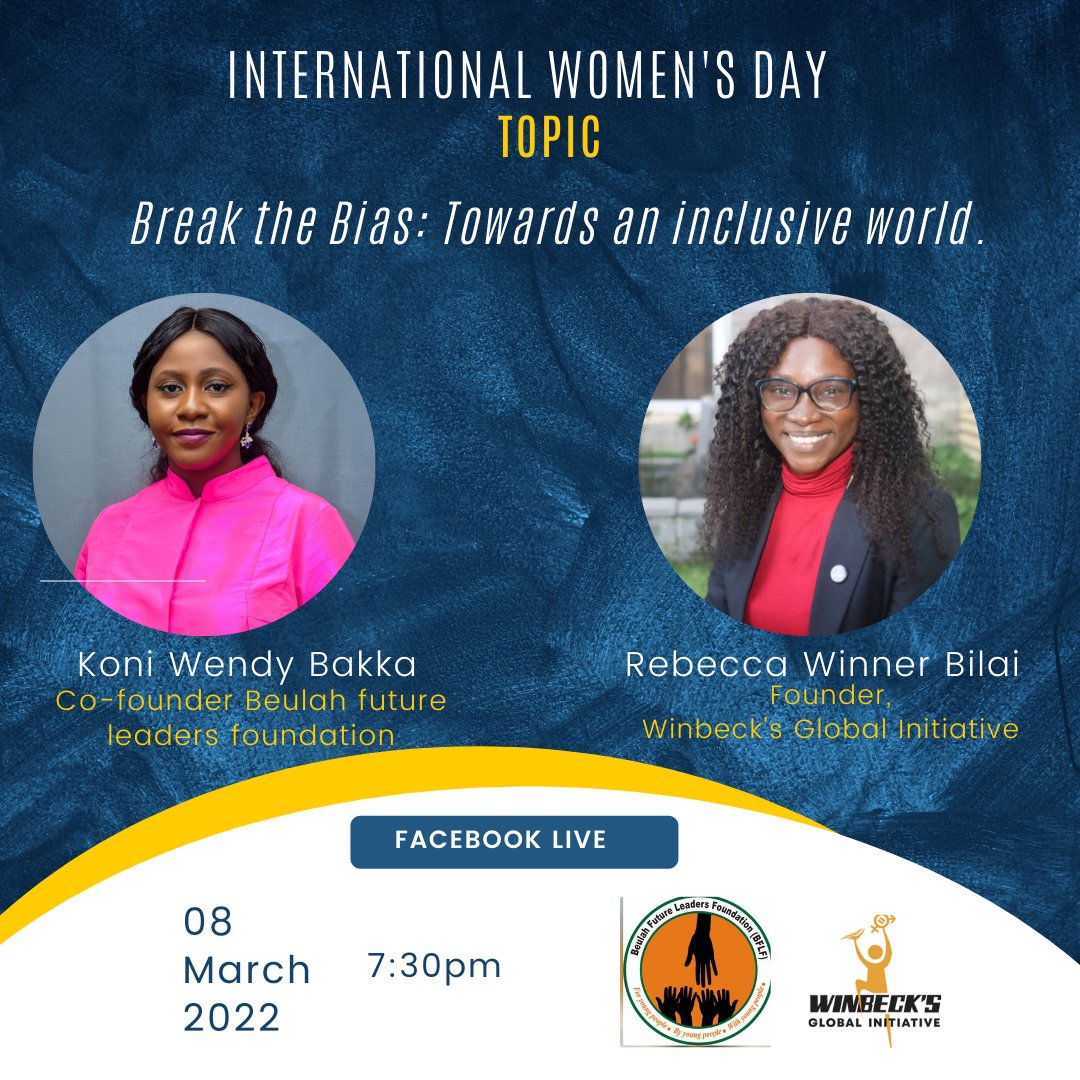Join us in a conversation on Facebook life facebook.com/WinbeckJames <a href="/OfficialWinbeck/">Winbeck's Global Initiative</a> @beulah_leaders #IWD #BreakTheBias
