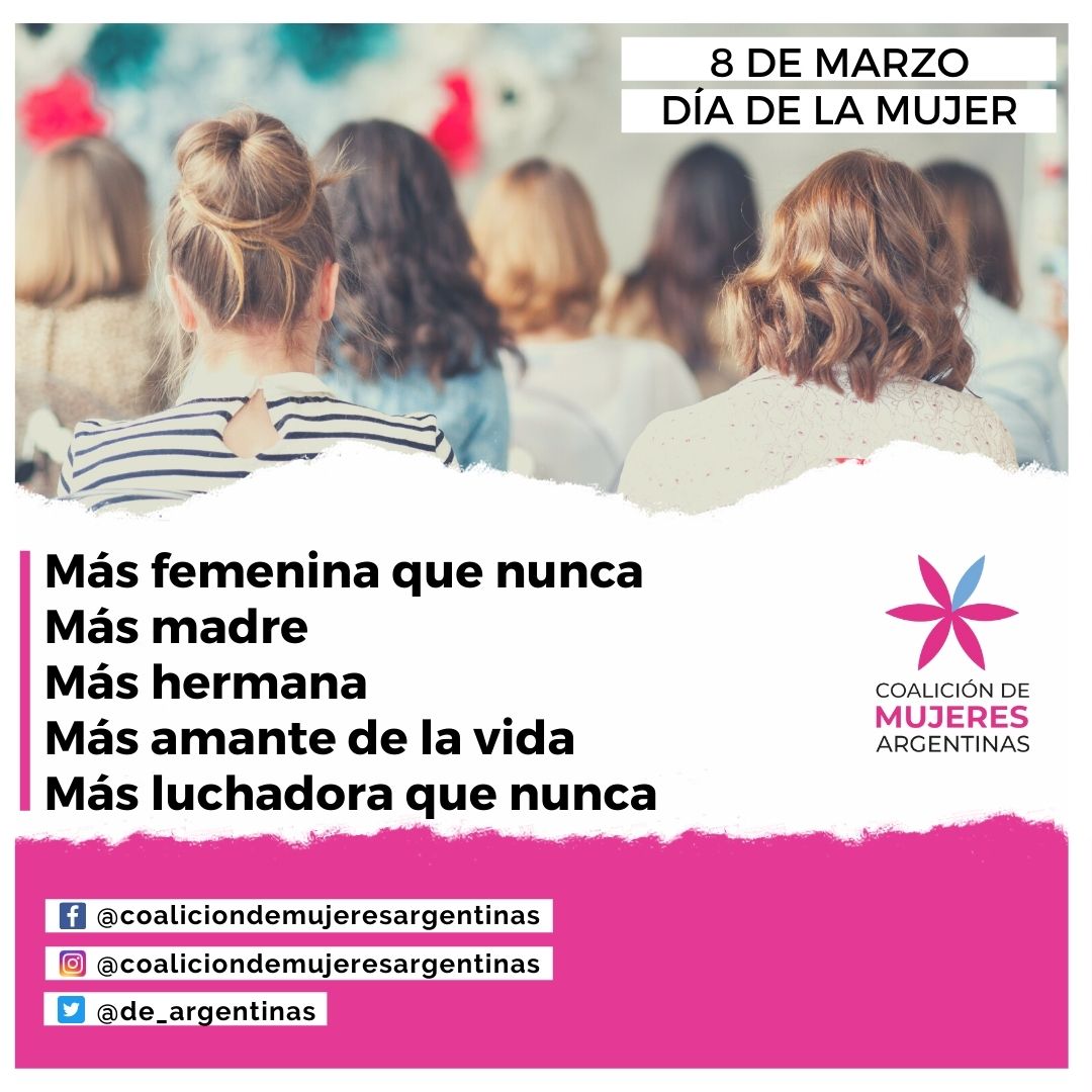 de_argentinas's tweet photo. #8M En el día Internacional de la Mujer,  revalorizamos el verdadero rol femenino, irreemplazable tanto en la sociedad como en la familia.

No competimos con el rol masculino, buscamos la igualdad de oportunidades, lejos de la desconstruccion femenina. https://t.co/atIWZRd00Q