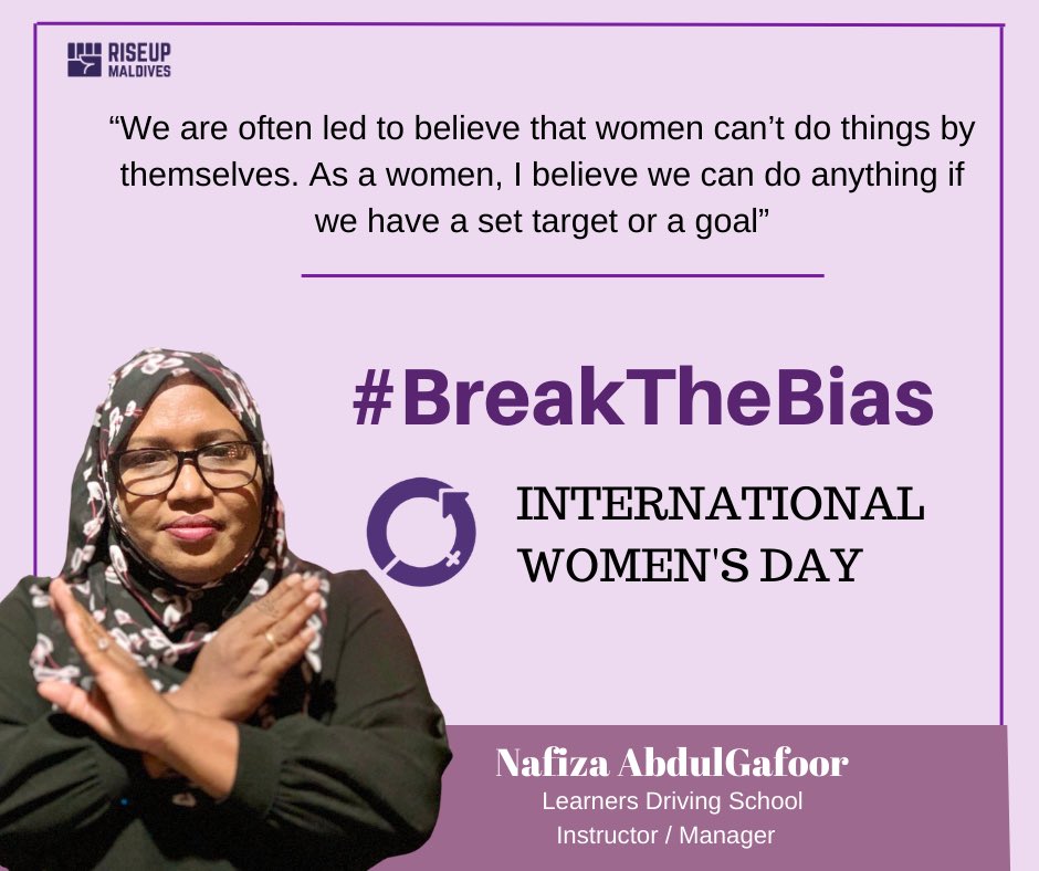 MvRiseUp's tweet photo. To achieve gender equality, we must change our mindset and be a conscious effort to stop stereotyping. Everyone must have equal rights, responsibilities &amp; opportunities despite the gender! Together we can forge women's equality, collectively we can all #BreakTheBias
 #IWD2022 https://t.co/hhKF5doB6Y