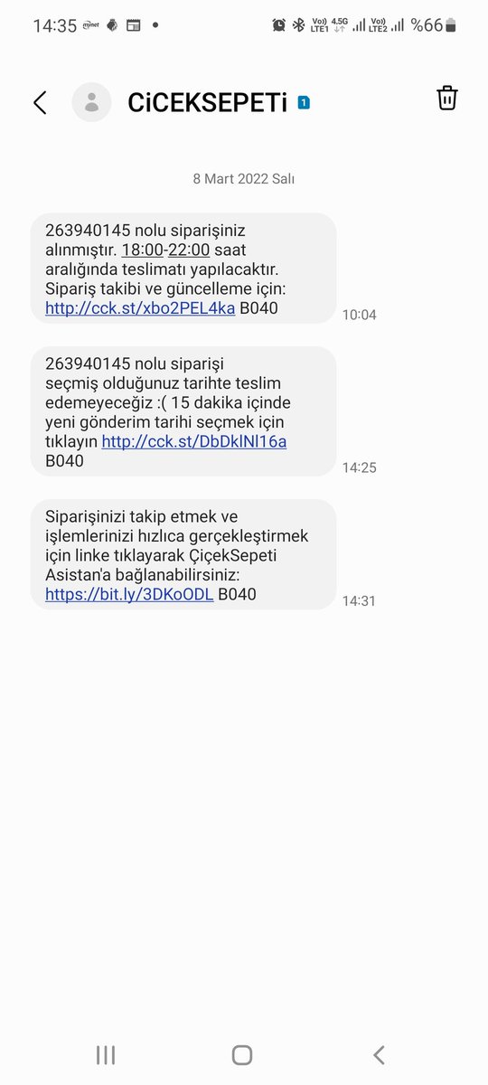 Her zamanki çiçek sepeti bu kadar da olmaz sipariş teslim saati ne 4 saat var  saat 10 da sipariş al 14 de gönderemiyorum de nerede müşteri memnuniyeti çok hoş olmayan bir görüntü  <a href="/ciceksepeti/">Çiçeksepeti</a>