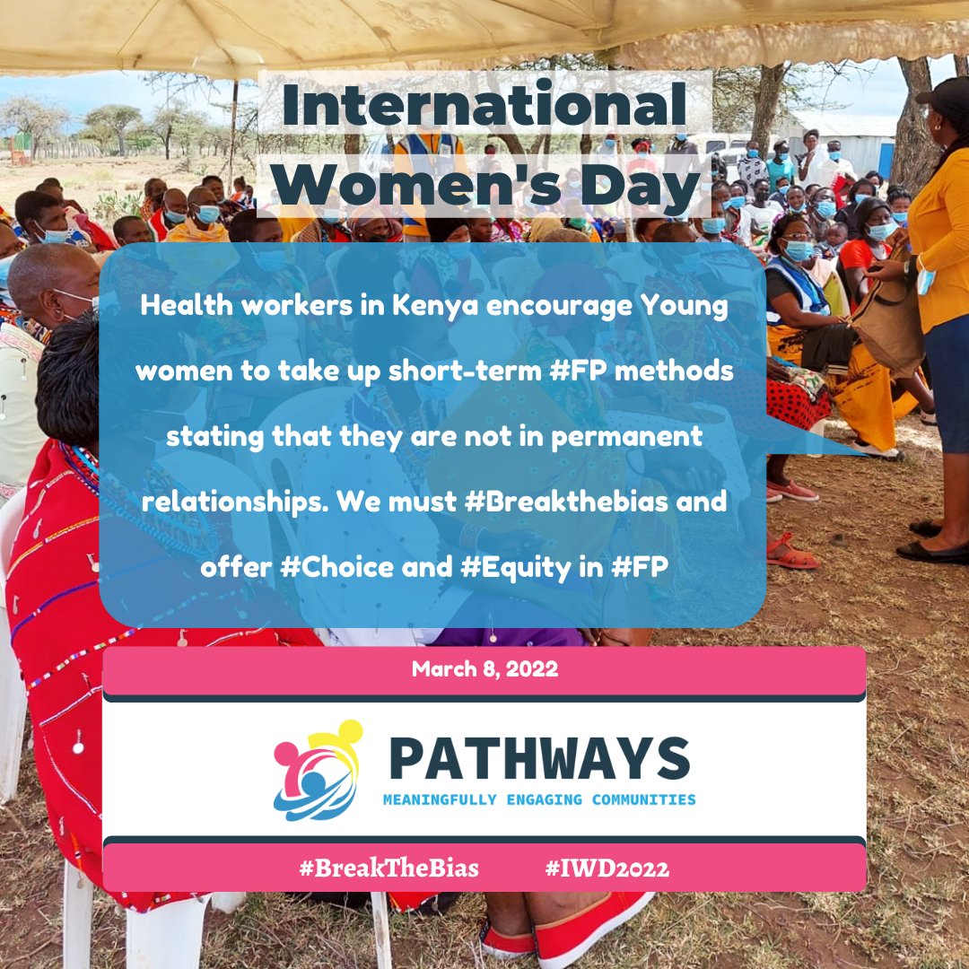 PublicPathways's tweet photo. #PathwaysOOPstudy, While we advocate for @Choice and #equity In #FP #MethodMix, We not that some Health workers are limiting this by prescribing methods for young Women. #We must #BreakTheBias and let #YoungWomen have the #freedom to Choose their Methods #IWD2022 @Beth_Schlacht https://t.co/g59bo5EqYV