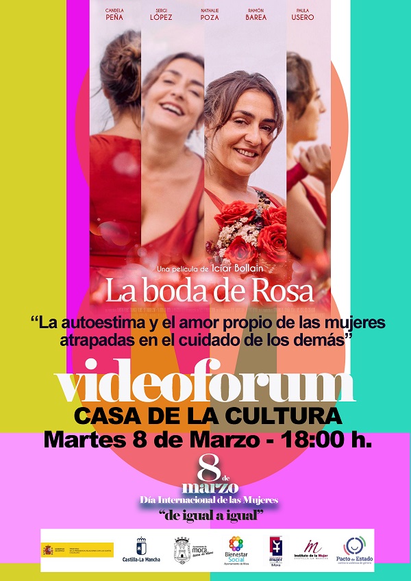 👧👩👵 #8M #DiaInternacionaldelasMujeres
HOY 18H en la #CasaCulturaMora #VIDEOFORUM con la proyección de "La Boda de Rosa", la #autoestima y el #amorpropio de las #mujeres atrapadas en el cuidado de los demás

Queremos vivir juntos, ¡#Deigualaigual! 🤗

#mujer #DiadelaMujer #Mora