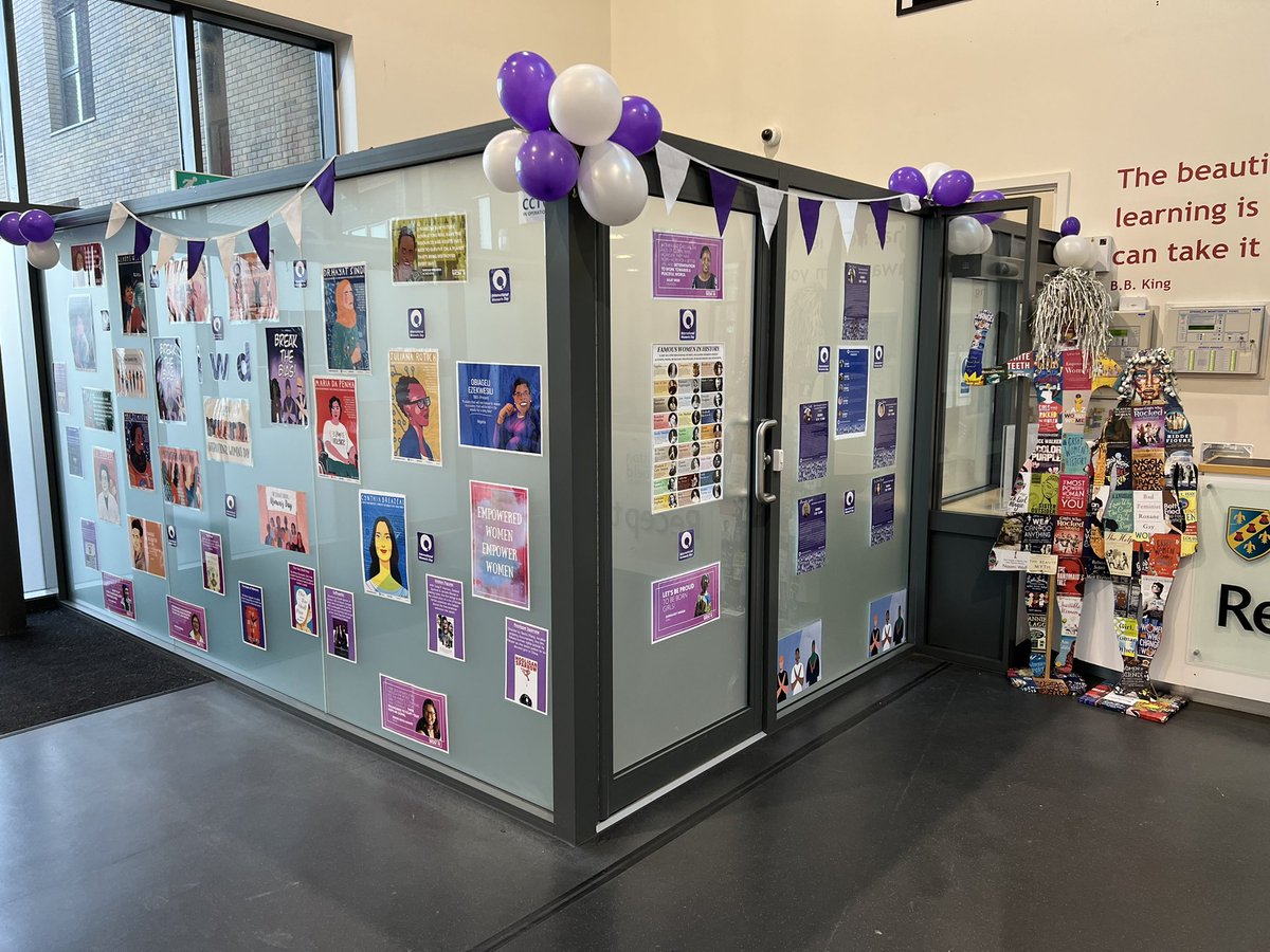 ShelfieldCA's tweet photo. Today is International Women’s Day. Last week, we held a week long celebration. This included guest speakers, a creative writing workshop, performance from @NT_Schools and a range of displays to draw the attention of staff, students and visitors to this important event. #IWD2022 https://t.co/04fMh5bmzX