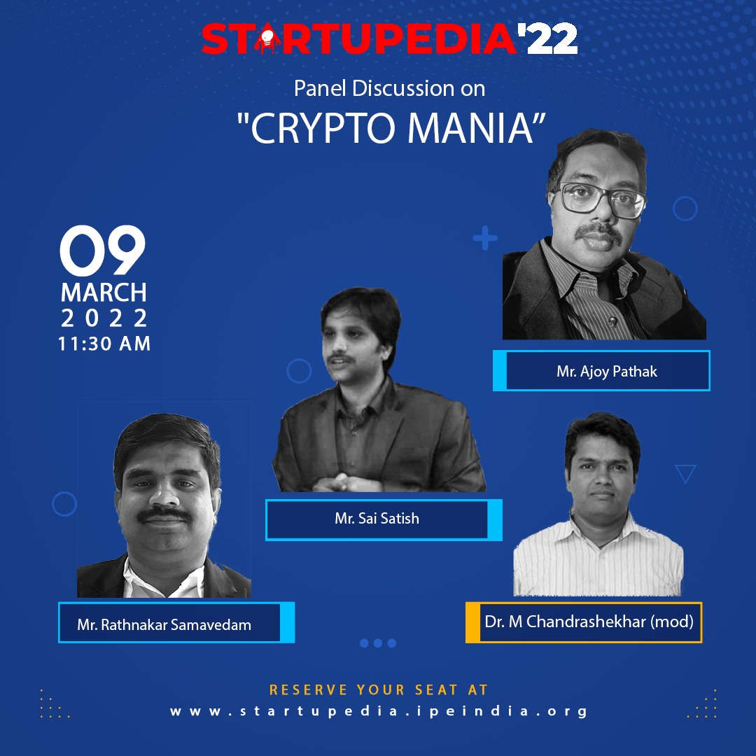 IPEStartupedia's tweet photo. Here is the list of guests for the day 1 of panel discussion.

 1. Mr Ajoy Pathak the head of crypto university as our panelist for today. Mr. Pathak is a blockchain and cryptocurrency enthusiast ,evangelist ,passionate educator and trainer with 20 years of experience. https://t.co/6HSTKXd0eB