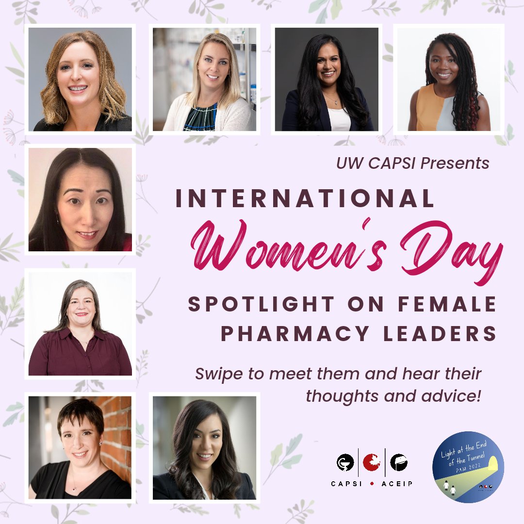 This International Women's Day we are highlighting &amp; sharing advice from some AMAZING female pharmacy leaders!

Our goal is to inspire female pharmacy students across Canada to take that leap &amp; pursue a career in leadership or ownership!

Stay tuned for their advice &amp; guidance💞
