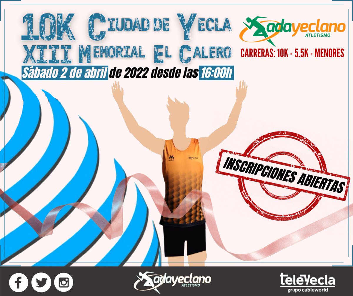 10kYecla's tweet photo. ¡Inscripciones abiertas para volver a disfrutar de la emblemática carrera El Calero!

Tras dos años de parón por pandemia volvemos este próximo sábado 2 de abril a partir de las 16:00 horas con carreras 10K, 5.5K y menores.

Inscríbete ya en este enlace:
https://t.co/xCos2tjeGO https://t.co/tG2japlS1E