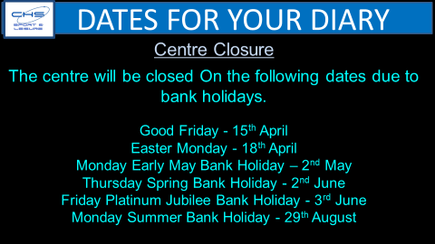 Please see Congleton High School Sports Centre closure dates.
Thank You 🙂