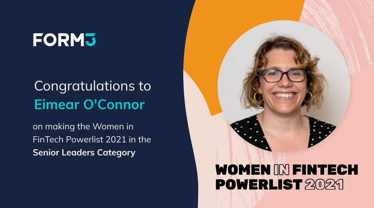 Form3Cloud's tweet photo. 📣 We are very excited to announce that our very own Eimear O'Connor, Chief Operating Officer at FORM3, has been included in the @innfin #WIFPowerlist21 👏  
Congratulations to all women who made the Powerlist. You can read the full list here: https://t.co/eEWaNkBdae https://t.co/9VPJmrnZqn