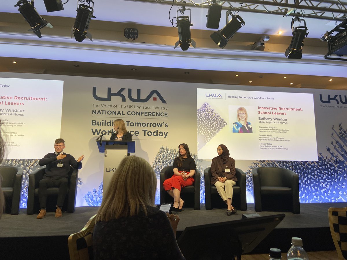 Great to hear from Eis, Sunnah & Tienne graduates from @novustrust facilitated by @WindsorBethanyE Giving us a chance to learn what we need to do as a profession to attract more people to careers in #logistics #Warehousing #Transport #UKWANatConf2022