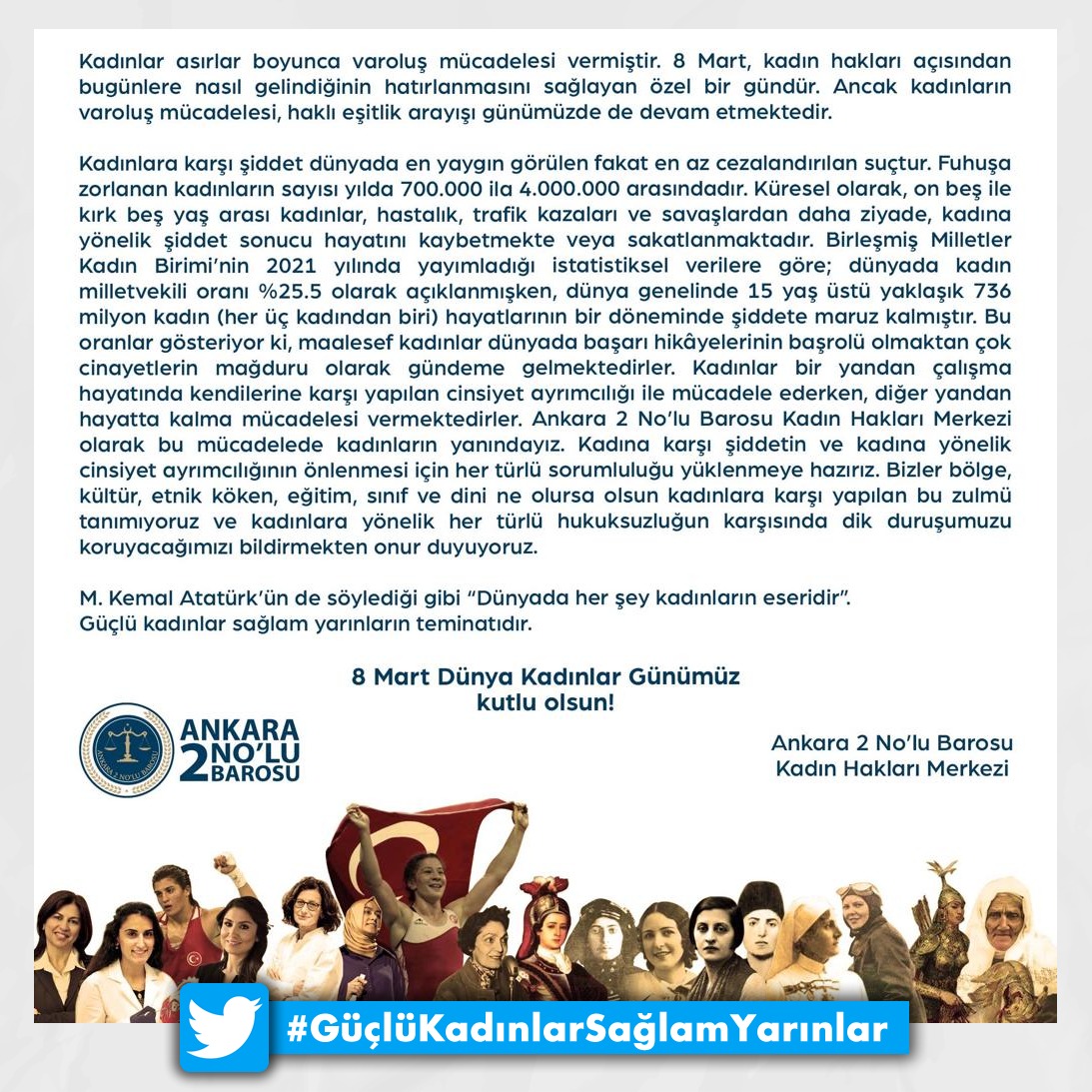 #GüçlüKadinlarSaglamYarinlar 
#Ankara2NoluBarosu
#KadinHaklariMerkezi