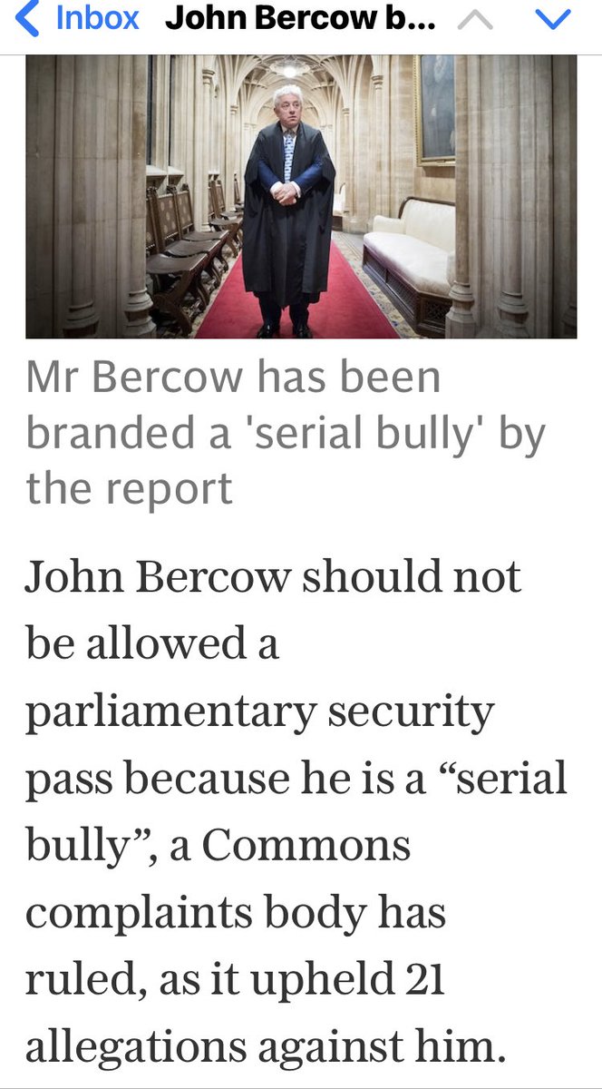 CherwellPunter's tweet photo. Deary me. Bercow banged to rights. Banned from holding Commons pass for life. #JohnBercow #serialbully https://t.co/ZnnfStv7cQ