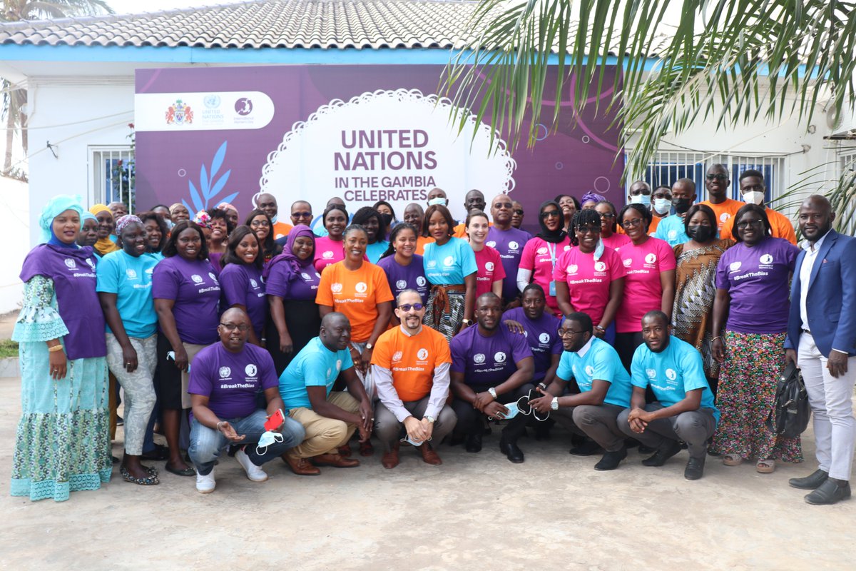 UNGambia's tweet photo. What bias are you breaking🥊 today? 🤔
Today, @UNGambia 🇬🇲colleagues came together to demonstrate their commitment to #BreakTheBias and to work towards an equal and sustainable future for all.
Our message? #GenderEquality & protecting #women is everyone's responsibility! https://t.co/LgIJMMkJdy