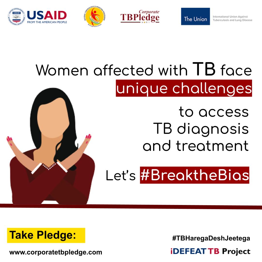 Let's fight the ignorance through awareness, it's time to break the biases against the TB. Take a pledge today to break the bias. Happy International Women's Day.
#IDefeatTB #CorporateTBPledge