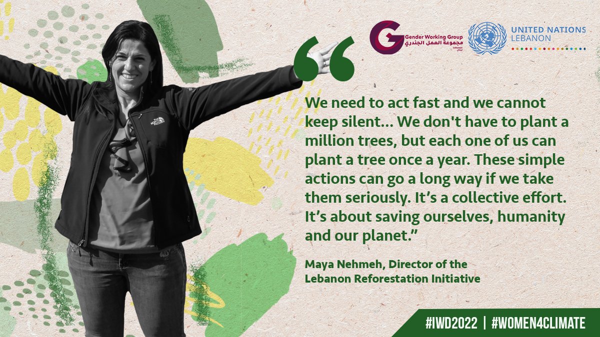 UN_Lebanon's tweet photo. On #IWD2022 we celebrate the countless women in🇱🇧 taking #ClimateAtion!

Meet Maya Nehmeh: Director of @LRILB - who is working with communities to sustainably manage their forests for the benefit of the environment &amp; their wellbeing🌱🪴🌲👉 https://t.co/MyAQThs8sE https://t.co/8unj5KwUYu