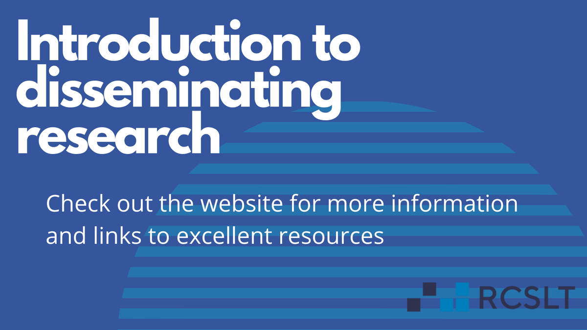 RCSLTResearch's tweet photo. More on writing up your clinical work for publication.
Check out the resources on the website about disseminating research: https://t.co/Si5gN3H8TE
#practicebasedevidence https://t.co/NXxaucseL0