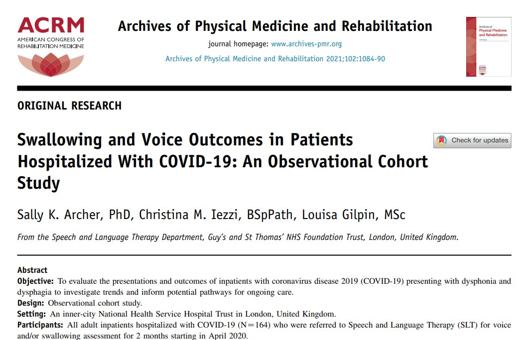 RCSLTResearch's tweet photo. Today we're sharing an example of published clinical research from some of our members.
Check out this publication on swallowing and voice outcomes in patients hospitalised with Covid-19 @SallyArcherSLT
https://t.co/KTz4fyYsYy
#practicebasedevidence https://t.co/pDZS37lKF2