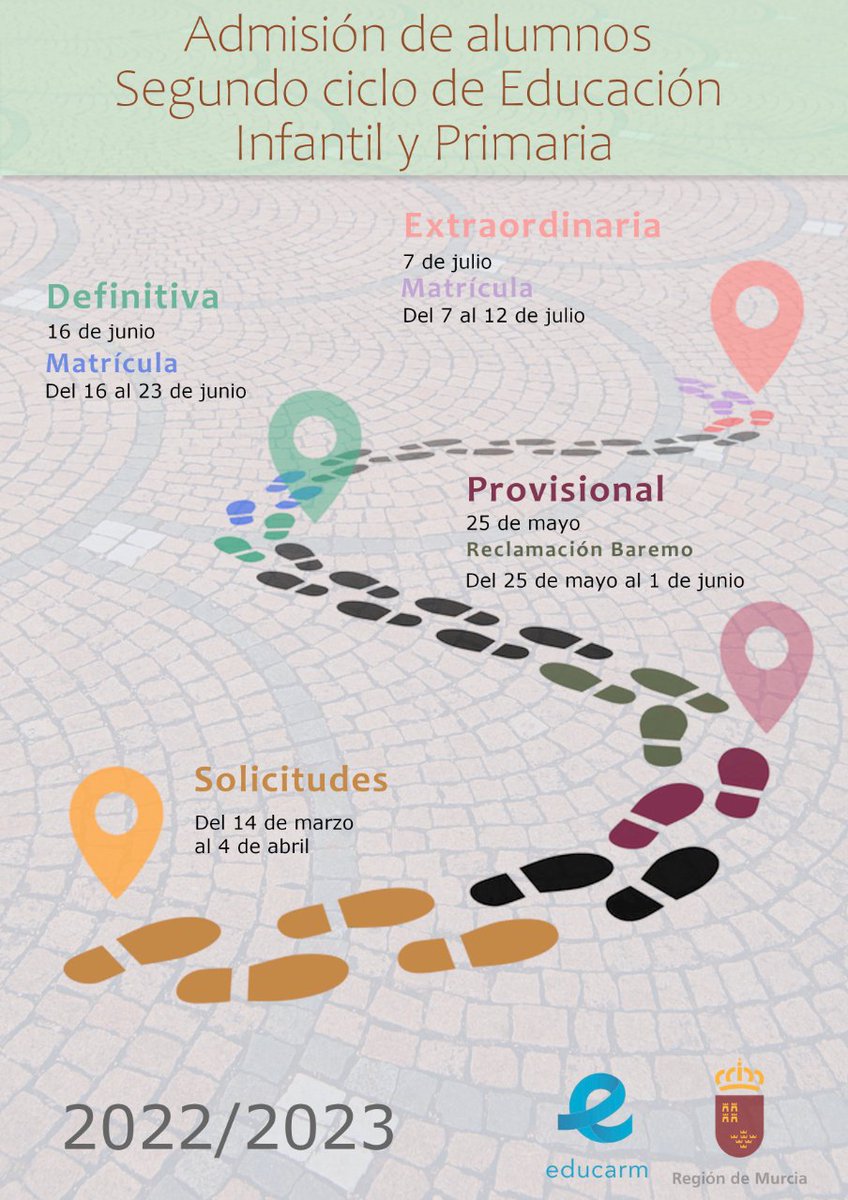 colegioscorazon's tweet photo. +PERIODO DE ADMISIÓN. 📣 Ya se ha publicado el calendario con las fechas del periodo de admisión del curso 2022/2023 en la Región de Murcia para las familias que deseen matricular a sus hijos en nuestro centro.
#colegiodehoniano #somosdehonianos #periododeadmision https://t.co/AA9TFV1mwl