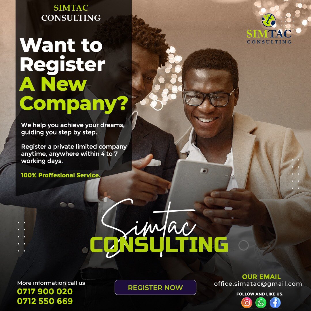 SimtacS's tweet photo. Did you know that @simtac_consulting can help you register a new company? Contact us today and enjoy a fast, easy and affordable procedure. #secretarialservices #companyregistration #simtac https://t.co/ryeogn5TC5